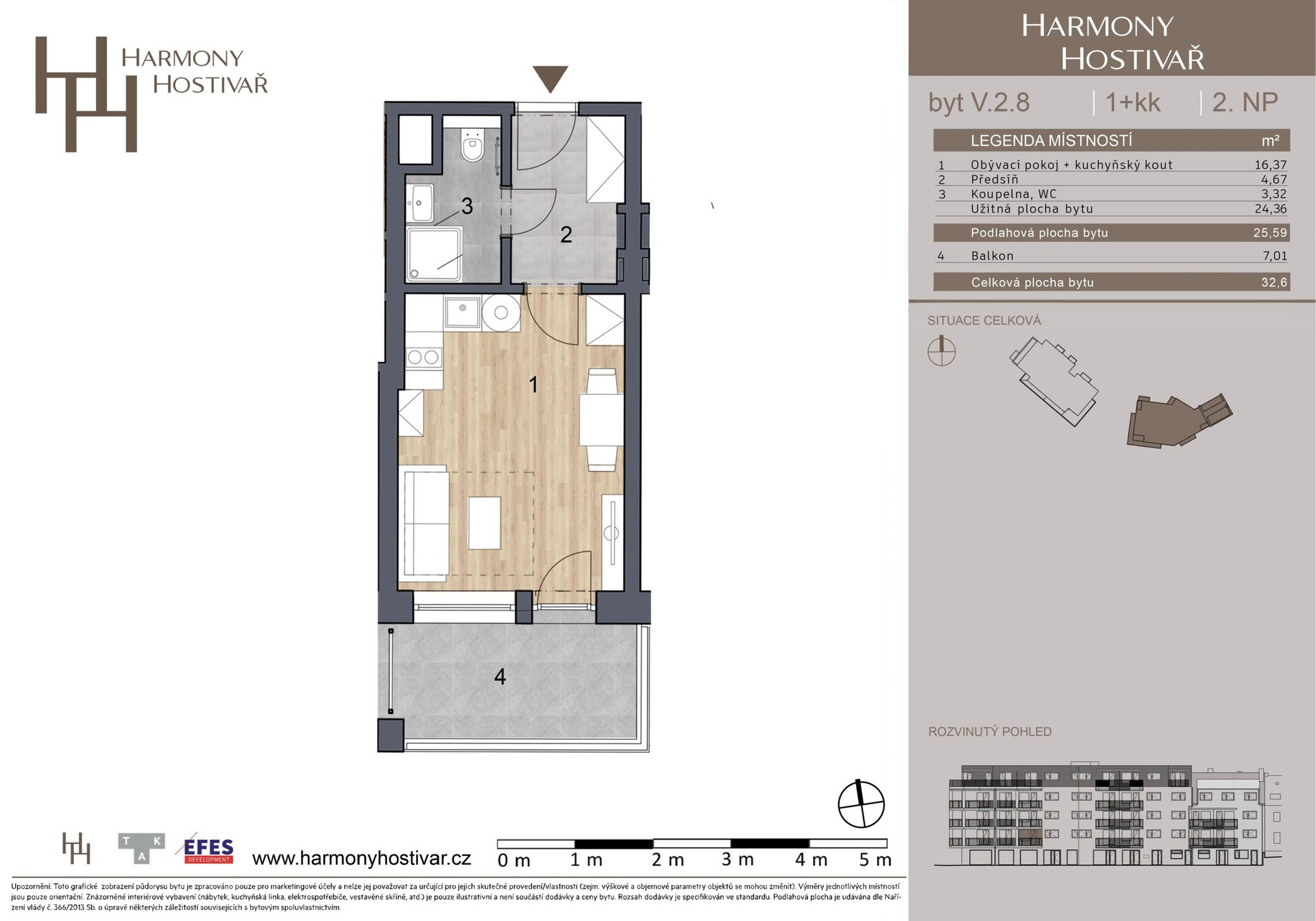 Prodej bytu 1+kk v projektu Harmony Hostivař, 24 m², Praha - Hostivař — fotografie 4