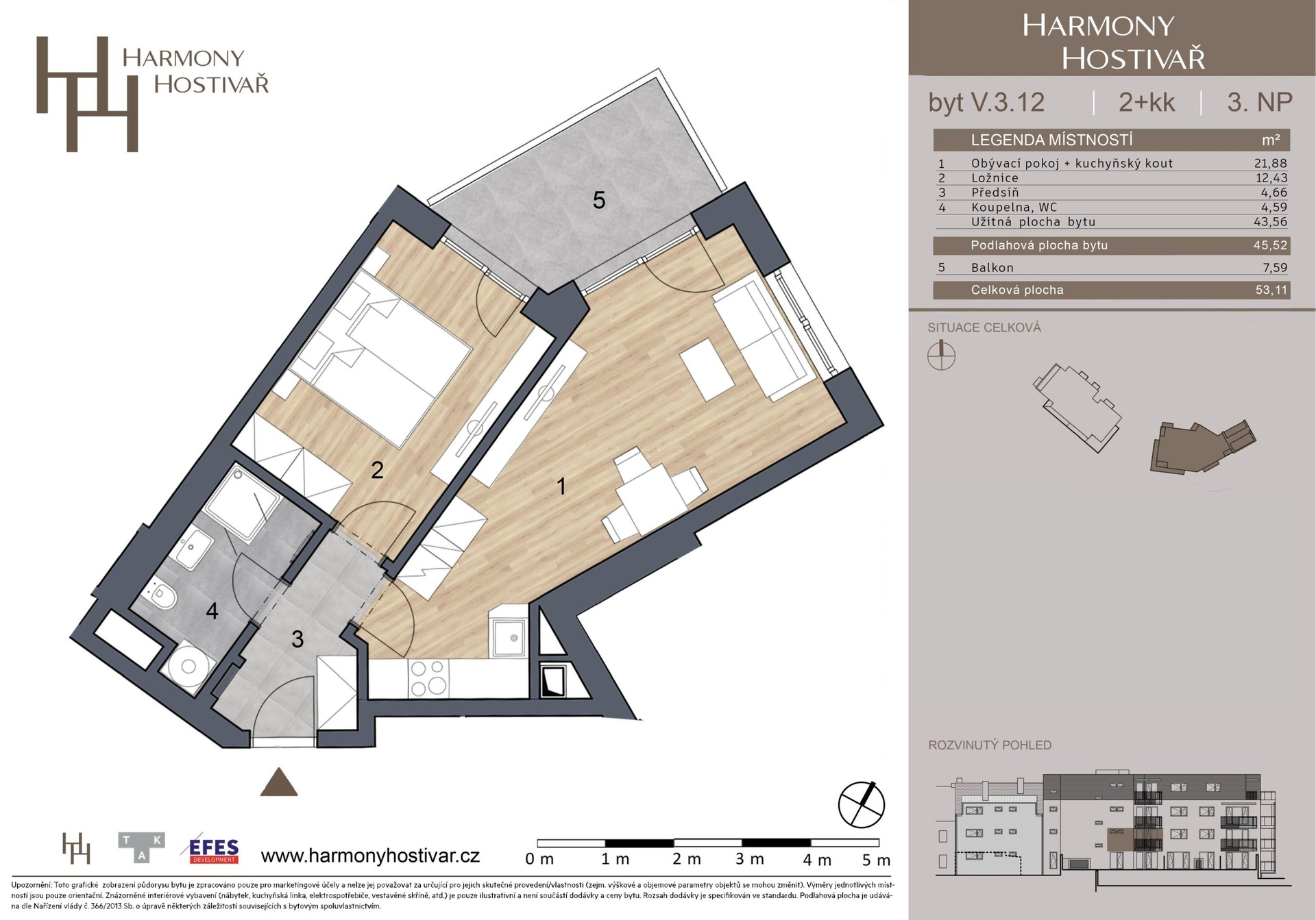 Prodej bytu 2+kk v projektu Harmony Hostivař, 45 m², Praha - Hostivař — fotografie 4