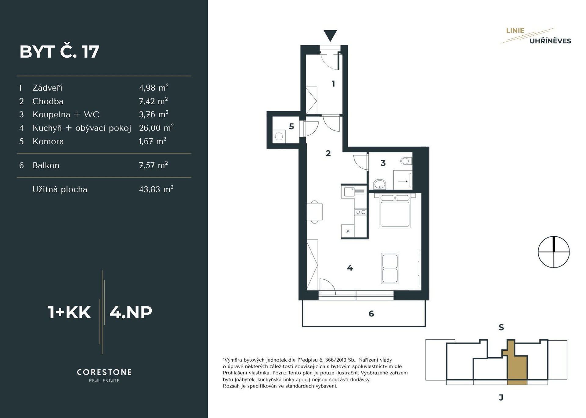 Prodej bytu 1+kk v projektu Linie Uhříněves, 44 m², Praha 10 - Uhříněves — fotografie 15