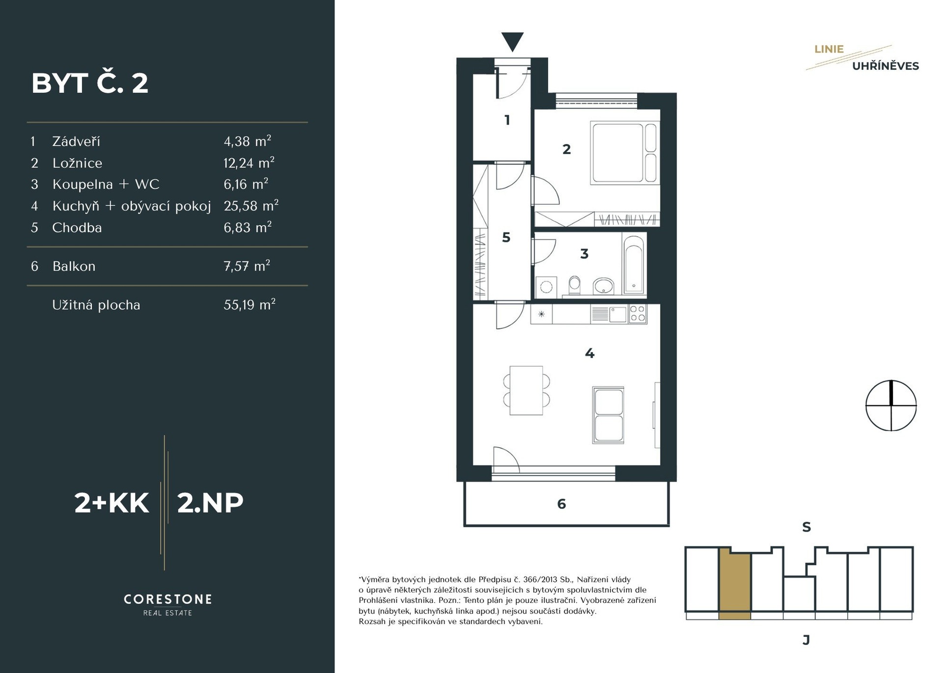 Prodej bytu 2+kk v projektu Linie Uhříněves, 56 m², Praha 10 - Uhříněves — fotografie 15