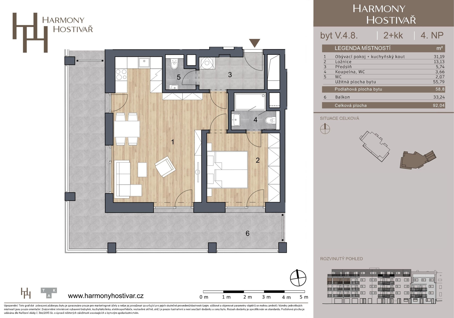 Prodej bytu 2+kk v projektu Harmony Hostivař, 58 m², Praha - Hostivař — fotografie 4
