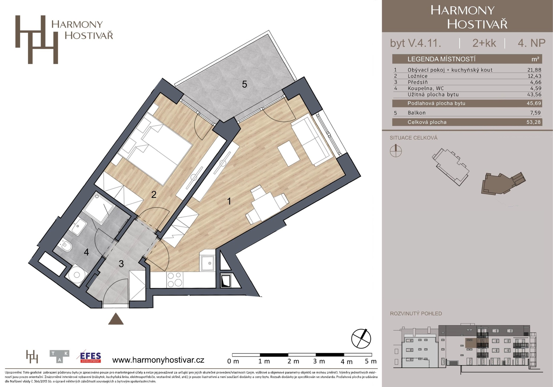 Prodej bytu 2+kk v projektu Harmony Hostivař, 45 m², Praha - Hostivař — fotografie 4