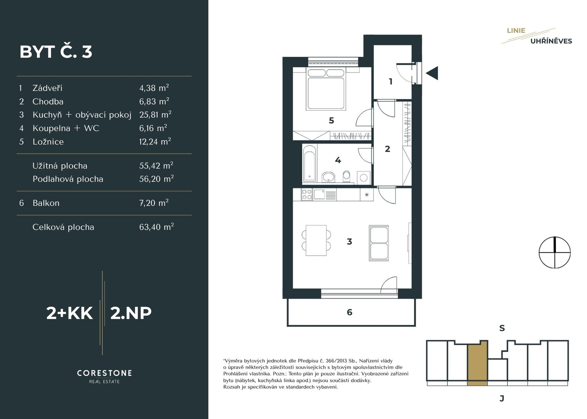 Prodej bytu 2+kk v projektu Linie Uhříněves, 56 m², Praha 10 - Uhříněves — fotografie 13