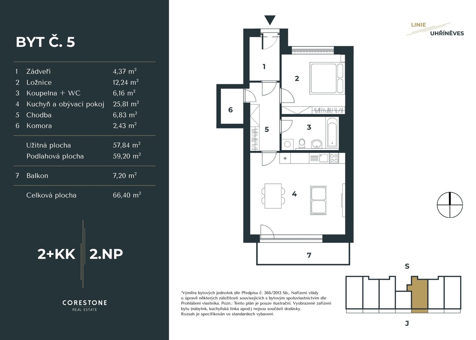 Prodej bytu 2+kk v projektu Linie Uhříněves, 59 m², Praha 10 - Uhříněves — fotografie 13