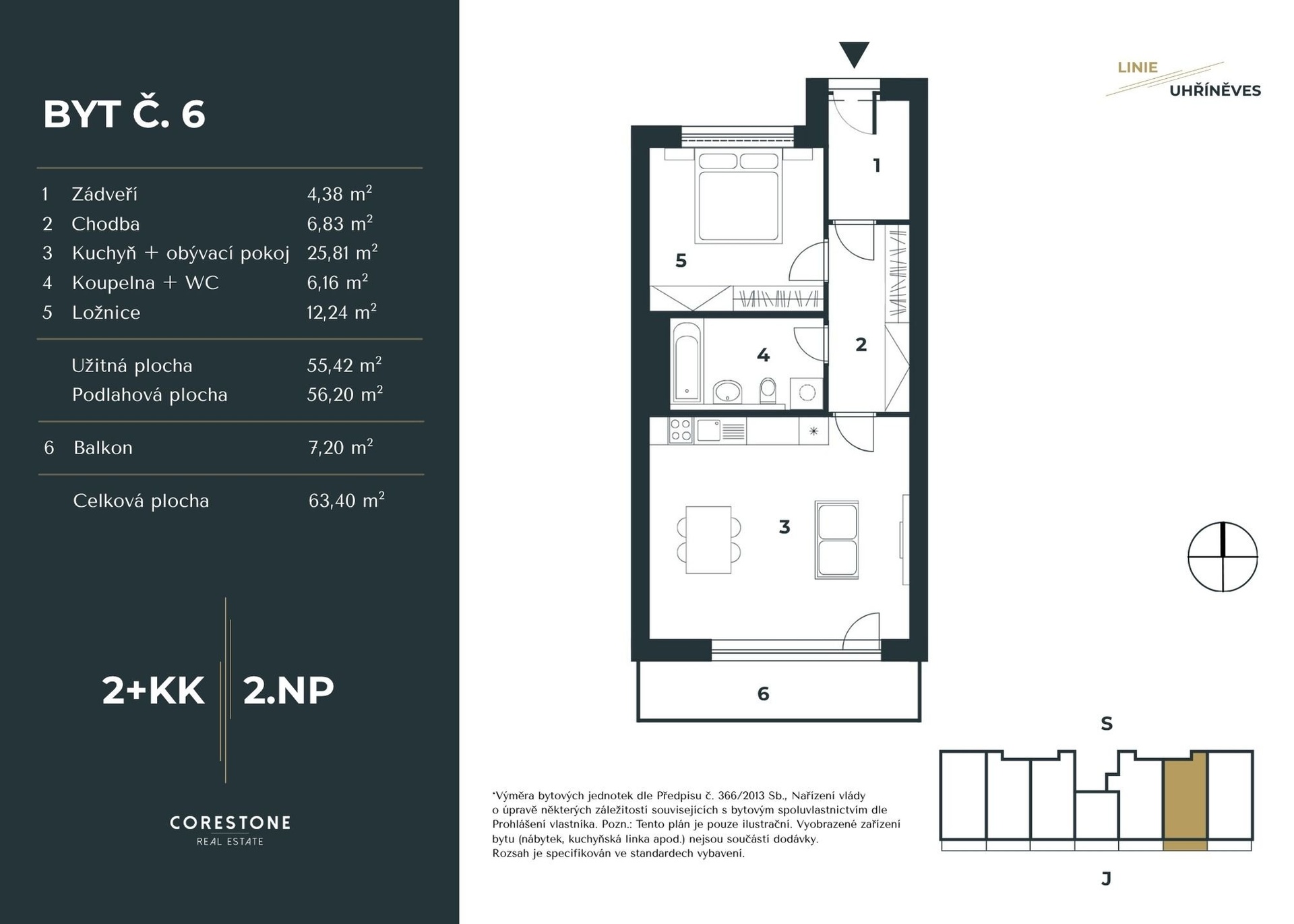Prodej bytu 2+kk v projektu Linie Uhříněves, 56 m², Praha 10 - Uhříněves — fotografie 13