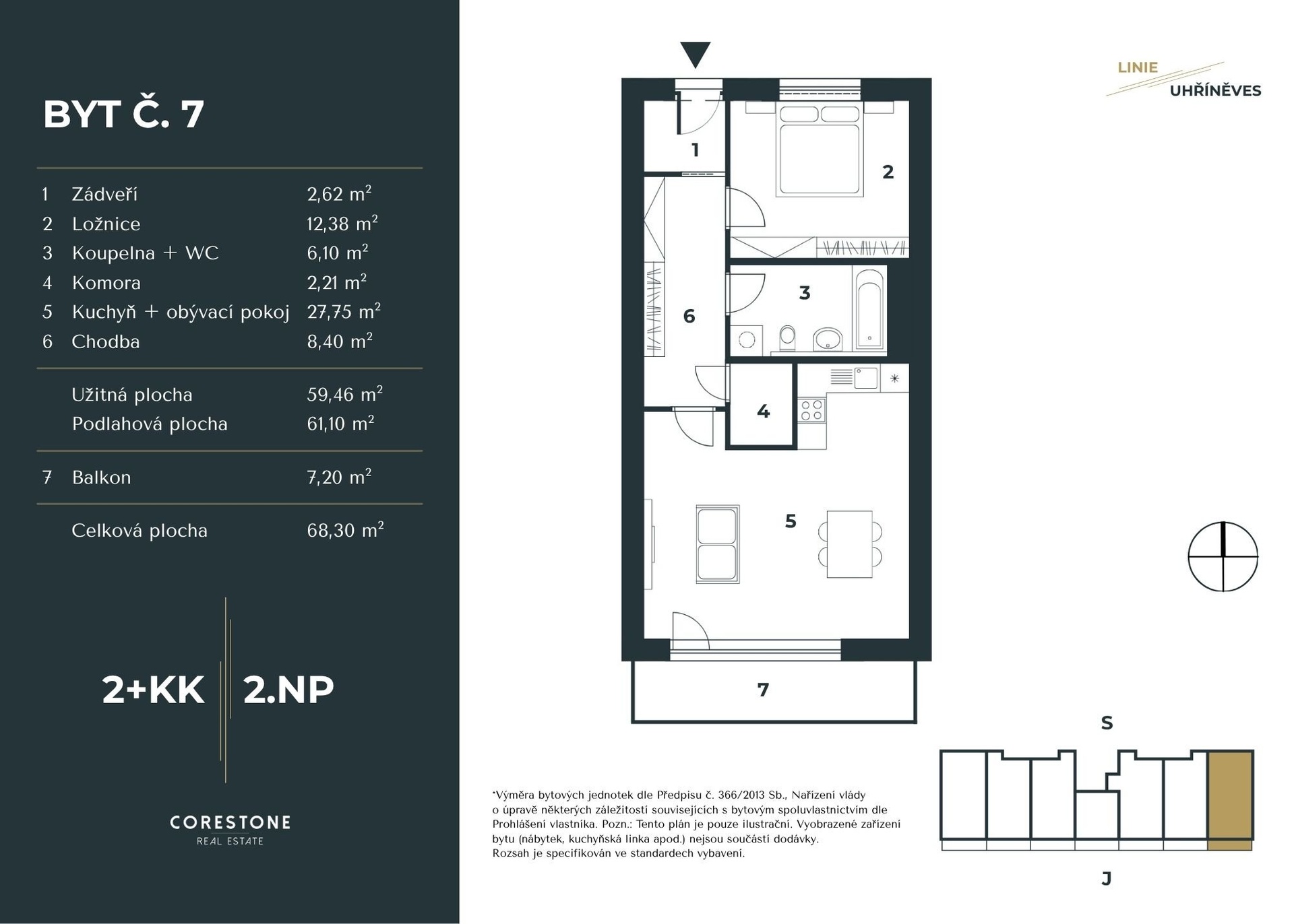 Prodej bytu 2+kk v projektu Linie Uhříněves, 61 m², Praha 10 - Uhříněves — fotografie 12