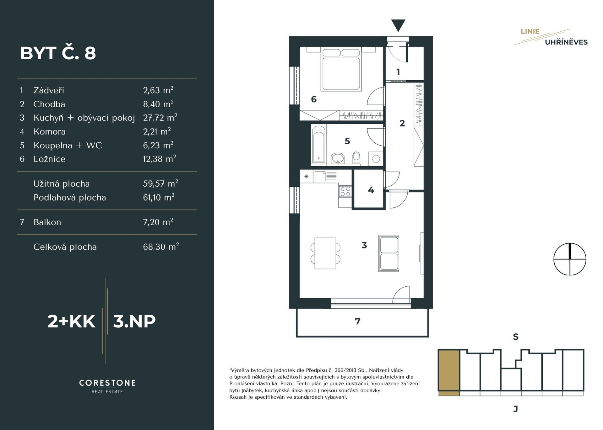 Prodej bytu 2+kk v projektu Linie Uhříněves, 61 m², Praha 10 - Uhříněves — fotografie 11