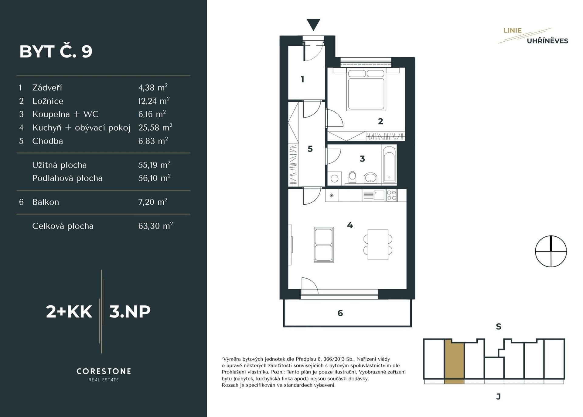 Prodej bytu 2+kk v projektu Linie Uhříněves, 56 m², Praha 10 - Uhříněves — fotografie 12