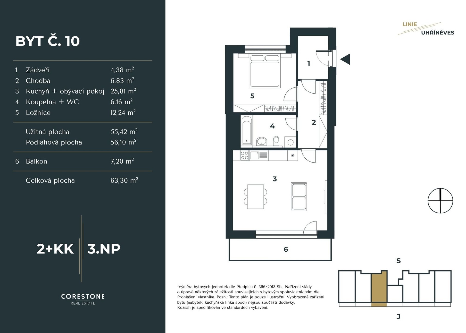 Prodej bytu 2+kk v projektu Linie Uhříněves, 56 m², Praha 10 - Uhříněves — fotografie 13