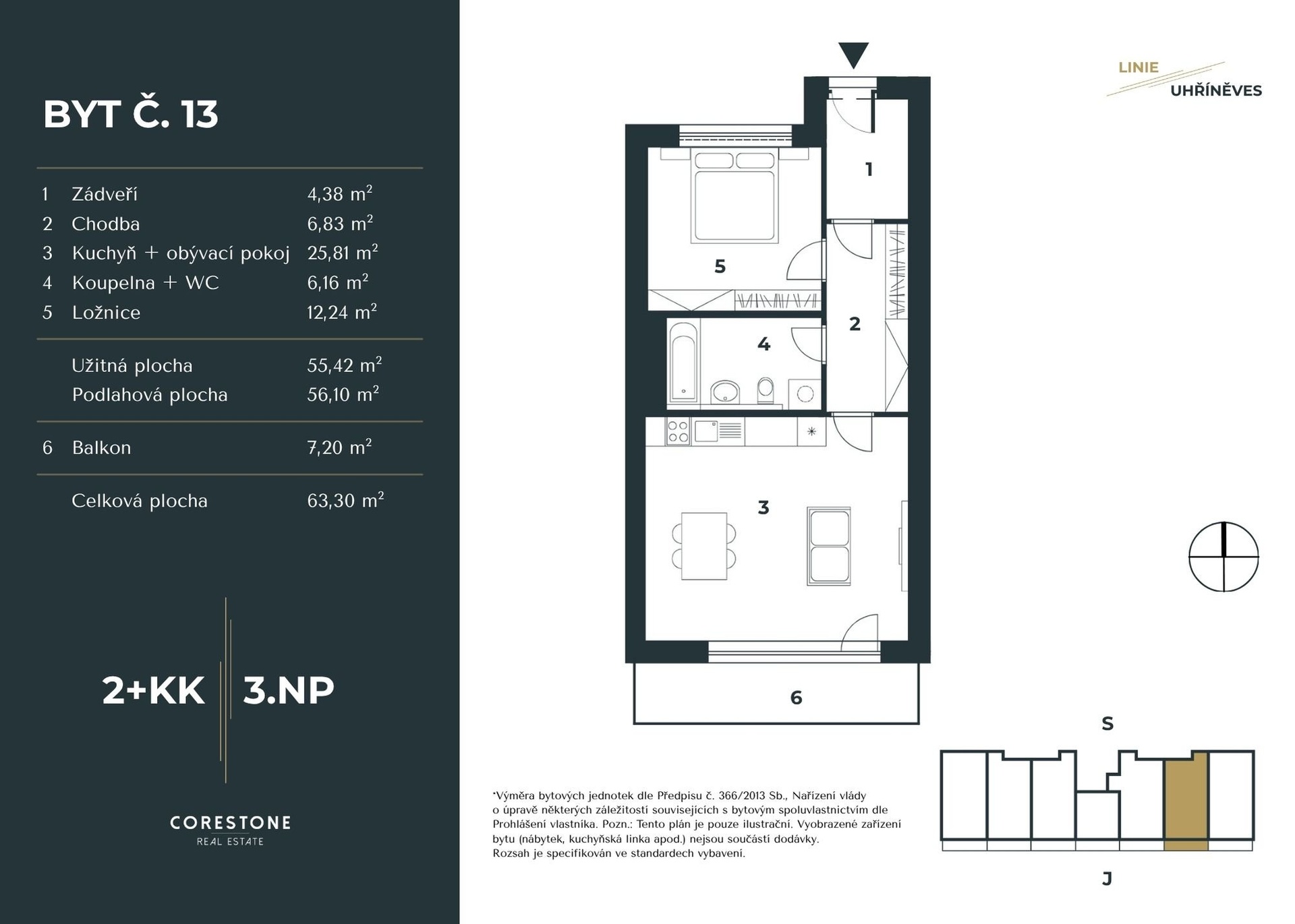 Prodej bytu 2+kk v projektu Linie Uhříněves, 56 m², Praha 10 - Uhříněves — fotografie 12